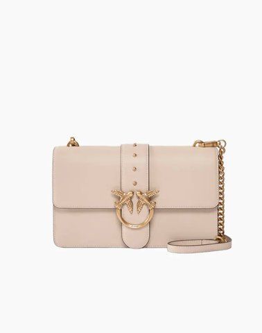 Сумка Pinko Love One Classic st. Cl Vitello Seta із бронзовою фурнітурою в бежевій шкірі 15x7х27 см 105857A0F1C50Q 105857A0F1C50Q фото