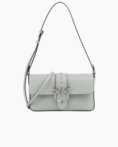 Сумка Pinko Love One Classic Slouchy Fl Vitello Morbido через плече із срібною фурнітурою в гладкій шкірі сіро-блакитний 15x7х27 см 104524A0QOK32O 104524A0QOK32O фото