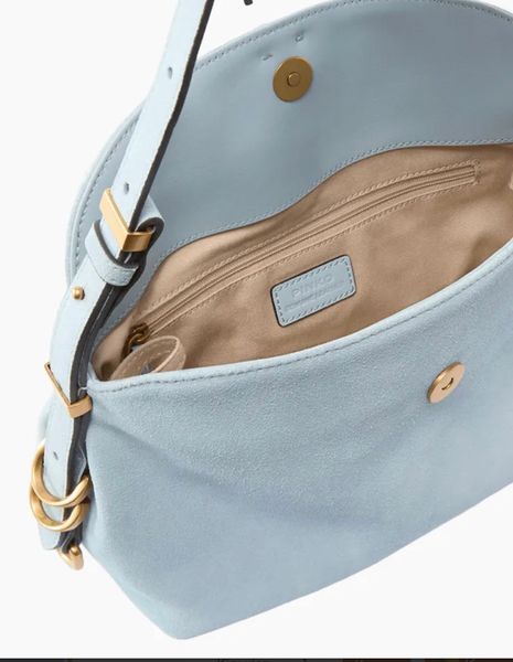 Сумка Pinko Saddle Horizontal Mini Suede через плече замша блакитний 18x10х28 см 105895A0F6E37Q 105895A0F6E37Q фото