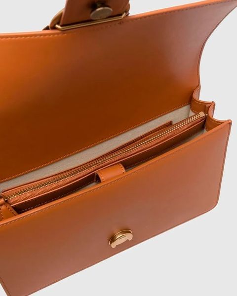 Сумка Pinko Love Bag One Classic через плече із бронзовою фурнітурою в гладкій шкірі коричневий 27x7х16+RC[2] см 100053A0F1L48Q 100053A0F1L48Q фото