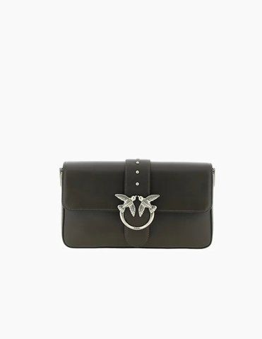 Сумка Pinko Love One Classic Slouchy Fl Vitello Morbido через плече зі срібною фурнітурою в гладкій коричневій шкірі 15x7х27 см 104524A0QOK35O 104524A0QOK35O фото