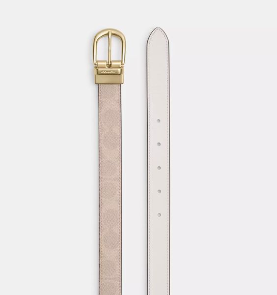 Жіночий двосторонній ремінь Coach Harness Buckle Cut To Size 25 Mm Beige/Chalk  CX057 фото
