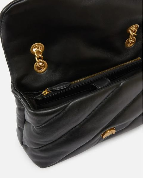 Сумка Pinko Love Bag Puff Maxi Quilt через плече з бронзовою фурнітурою в стьобаній шкірі чорна 19x11х26 см 100038A0F2Z99Q 100038A0F2Z99Q фото