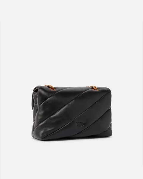 Сумка Pinko Love Bag Puff Maxi Quilt через плече з бронзовою фурнітурою в стьобаній шкірі чорна 19x11х26 см 100038A0F2Z99Q 100038A0F2Z99Q фото