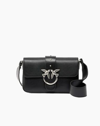 Сумка Pinko Love One Slouchy Fl Vitello Morbido через плече зі срібною фурнітурою в гладкій шкірі чорний 21x6х13 см 104340A0QOZ99E 104340A0QOZ99E фото
