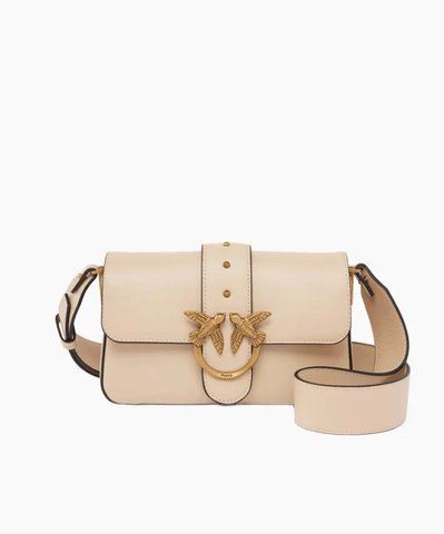 Сумка Pinko Love One Slouchy Fl Vitello Morbido через плече з бронзовою фурнітурою в гладкій шкірі бежевий 21x6х13 см 104340A0QOC50Q 104340A0QOC50Q фото