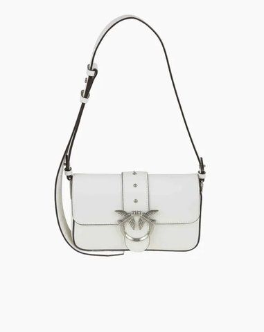 Сумка Pinko Love One Slouchy Fl Vitello Morbido через плече зі срібною фурнітурою в гладкій шкірі білий 21x6х13 см 104340A0QOZ15O 104340A0QOC50Q фото