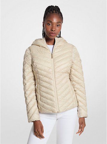 Куртка двостороння Michael Kors Chevron Logo Print Quilted Nylon Beige/Vanilla 77B6810M42 фото