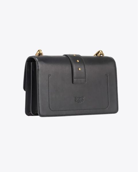 Сумка Pinko Classic Love Bag One Simply через плече з бронзовою фурнітурою у гладкій шкірі чорна 17x7х27 см 100053A0F1Z99Q 100053A0F1Z99Q фото
