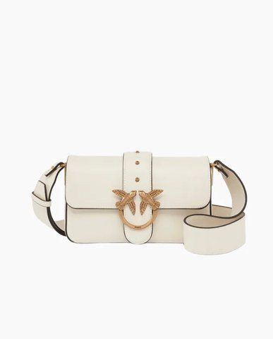 Сумка Pinko Love One Slouchy Fl Vitello Morbido через плече з бронзовою фурнітурою в гладкій шкірі білий 21x6х13 см 104340A0QOZ14Q 104340A0QOZ14Q фото