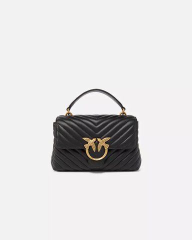 Сумка Pinko Mini Lady Love Bag Puff Chevron через плече з бронзовою фурнітурою в чорній стьобаній шкірі 16x7х23 см 100044A0GKZ99Q 100044A0GKZ99Q фото