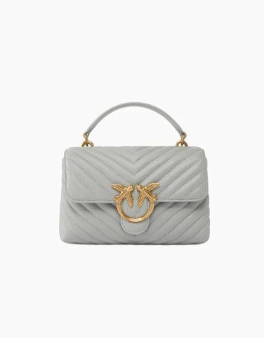 Сумка Pinko Love Lady Міні Cl Sheep Nappa Chevron через плече з бронзовою фурнітурою в стьобаній шкірі сіро блакитний 23х15х8 см 100044A0GKK32Q 100044A0GKK32Q фото