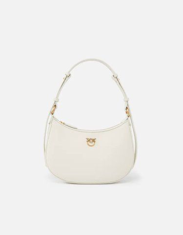 Сумка Pinko Mini Love Bag Half Moon Simply через плече з бронзовою фурнітурою у гладкій шкірі Біла 19x7х26 см 102790A0F1Z14Q 102790A0F1Z14Q фото