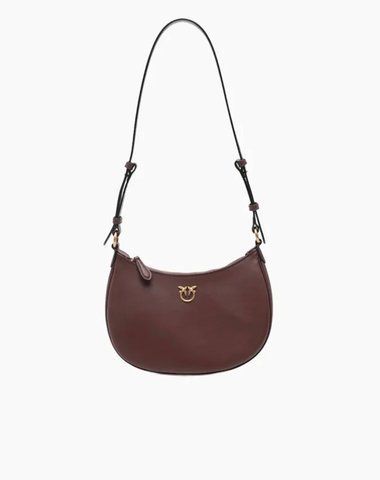 Сумка Pinko Half Moon Mini Fl Vitello Seta через плече з бронзовою фурнітурою в гладкій бордовій шкірі 17x6х25 см 102790A0F1R49Q 102790A0F1R49Q фото
