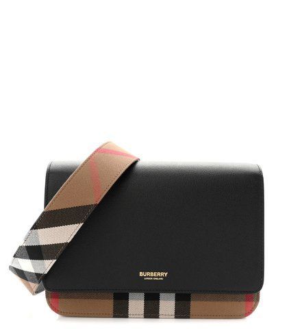 Cумка Burberry Derby Calfskin House Check Mackford чорна шкіра розмір 24х17х8 см STYLE180338B9275 фото