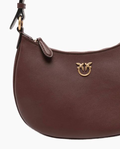 Сумка Pinko Half Moon Mini Fl Vitello Seta через плече з бронзовою фурнітурою в гладкій бордовій шкірі 17x6х25 см 102790A0F1R49Q 102790A0F1R49Q фото