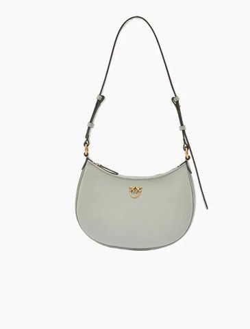 Сумка Pinko Half Moon Fl Vitello Seta через плече з бронзовою фурнітурою в гладкій шкірі сіро блакитний 17x6х25 см 102790A0F1K32Q 102790A0F1K32Q фото