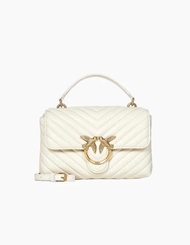Сумка Pinko Love Lady Міні Cl Sheep Nappa Chevron через плече з бронзовою фурнітурою в стьобаній шкірі білий 23х16х8 см 100044A0GKZ14Q 100044A0GKZ14Q фото