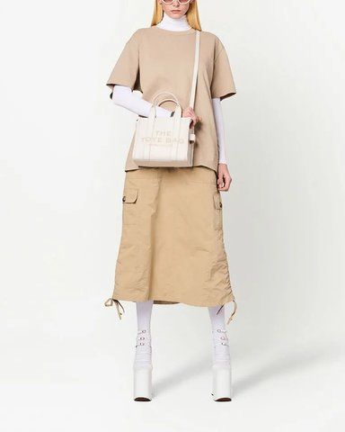Сумка Marc Jacobs Leather Small Tote Bag, тоут зерниста шкіра білий 26x13х21 см H009L01SP21140 H009L01SP21140 фото