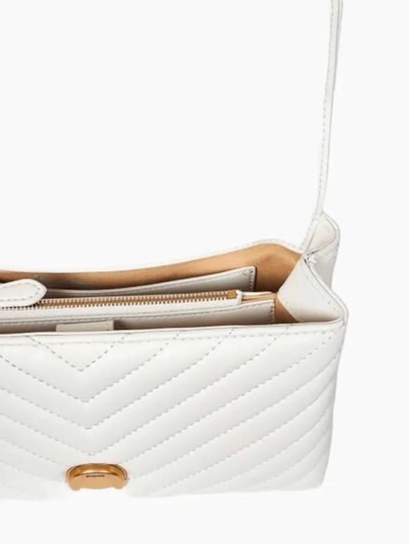 Сумка Pinko Love Lady Міні Cl Sheep Nappa Chevron через плече з бронзовою фурнітурою в стьобаній шкірі білий 23х16х8 см 100044A0GKZ14Q 100044A0GKZ14Q фото