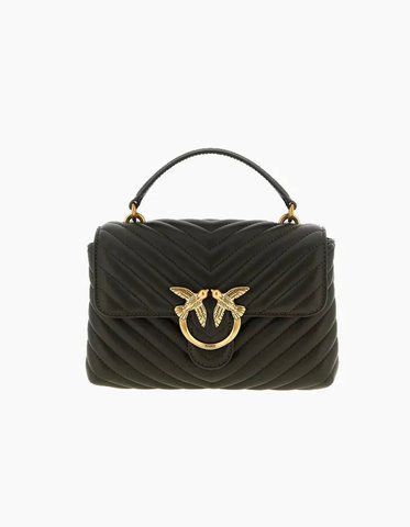 Сумка Pinko Love Lady Міні Cl Sheep Nappa Chevron через плече з бронзовою фурнітурою в стьобаній шкірі коричневий 26х16х7 см 100044A0GKK35Q 100044A0GKK35Q фото