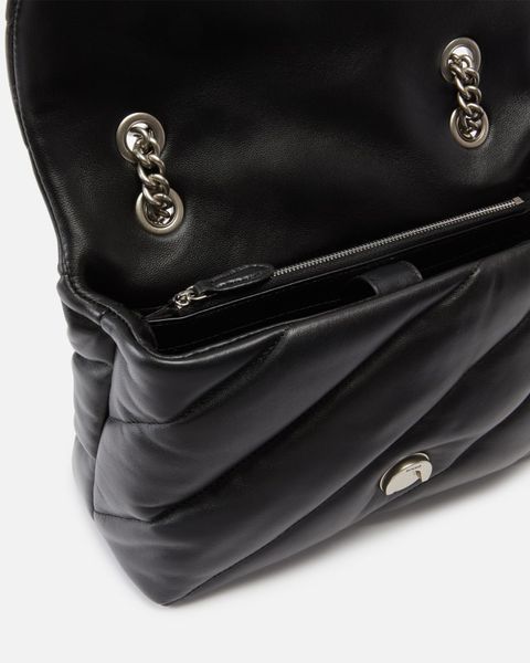 Сумка Pinko Love bag Classic Puff Sheep Nappa Medium через плече із срібною фурнітурою в стьобаній шкірі чорна 19x11х26 см 100038A0F2Z99O 100038A0F2Z99O фото