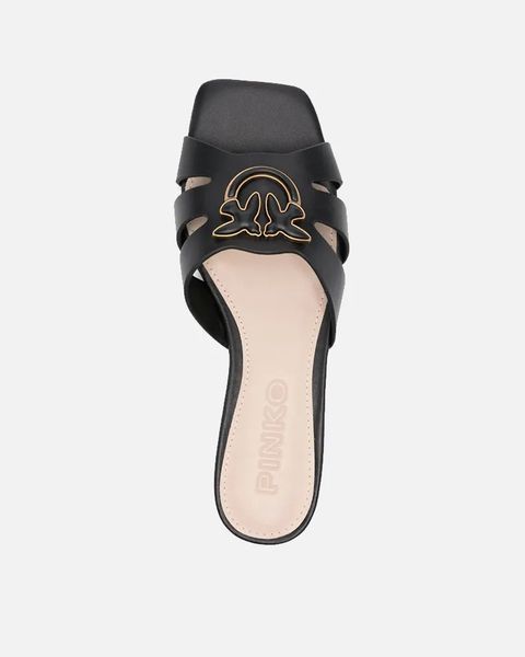 Жіночі шльопанці Pinko Marli 09 чорна шкіра з логотипом SD0313P003-Z99 фото