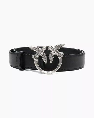 Жіночий ремень Pinko Love Birds leather belt 3 см з металевою фурнітурою чорний 100125A0F1Z99O фото