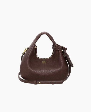 Сумка Ganni Small Mini Hobo bag хабо коричневий 24,5x12х24 см A7102 A7102 фото