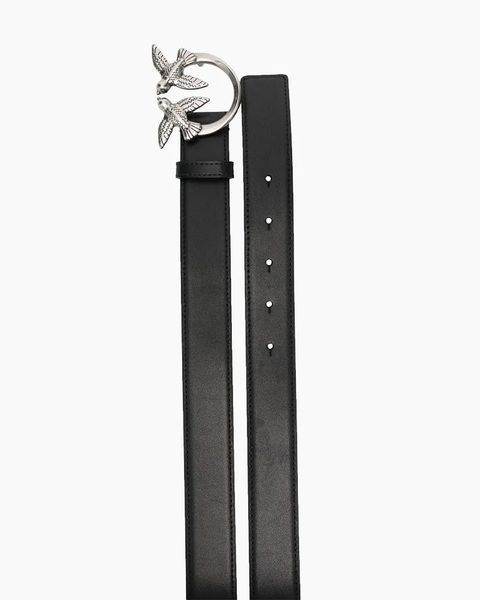 Жіночий ремень Pinko Love Birds leather belt 3 см з металевою фурнітурою чорний 100125A0F1Z99O фото