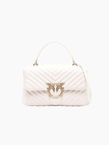 Сумка Pinko Love Lady Puff Cl Sheep Nappa Chevron через плече з бронзовою фурнітурою в стьобаній шкірі білий 26x8х17 см 100043A0GKZ14Q 100043A0GKZ14Q фото