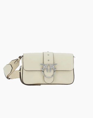Сумка Pinko Mini Love Bag Slouchy Zip Mini через плече зі срібною фурнітурою в гладкій шкірі молочний 22х14х7 см 105345A2JGLZ14E 105345A2JGLZ14E фото