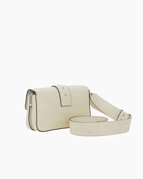 Сумка Pinko Mini Love Bag Slouchy Zip Mini через плече зі срібною фурнітурою в гладкій шкірі молочний 22х14х7 см 105345A2JGLZ14E 105345A2JGLZ14E фото