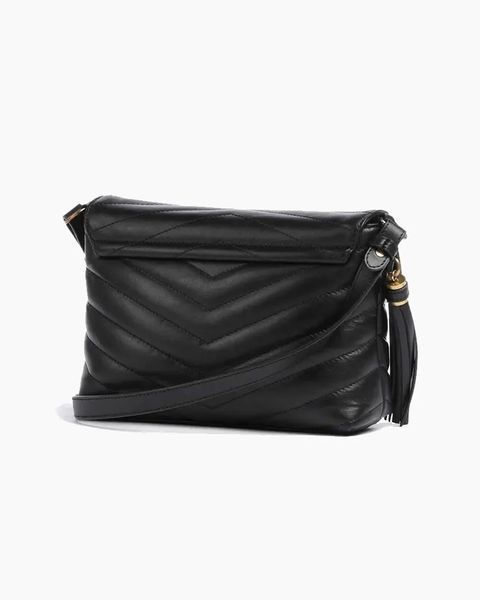 Сумка Twinset Dreamy через плече із золотою фурнітурою з логотипом у стьобаній шкірі чорний 25x8х18 см 242TB7190 фото