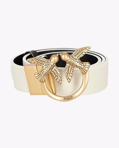 Ремень жіночий Pinko Love Berry H4 Belt 3 см двосторонній з бронзовою фурнітурою чорний/білий 100125A1K3ZZ1Q фото