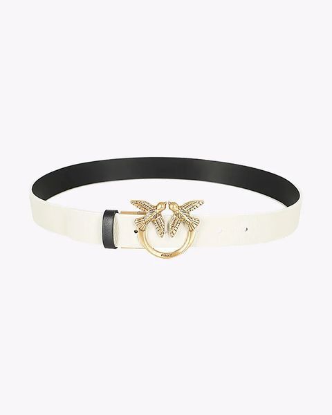 Ремень жіночий Pinko Love Berry H4 Belt 3 см двосторонній з бронзовою фурнітурою чорний/білий 100125A1K3ZZ1Q фото