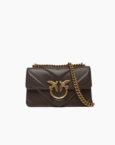 Сумка Pinko Love bag mini chevron-quilted через плече з бронзовою фурнітурою коричневий шкіра 11x5х19 см 104550A2OSL74Q 104550A2OSL74Q фото