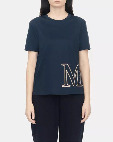 Жіноча футболка Max Mara Monviso з логотипом синій 2339760336601 12 фото