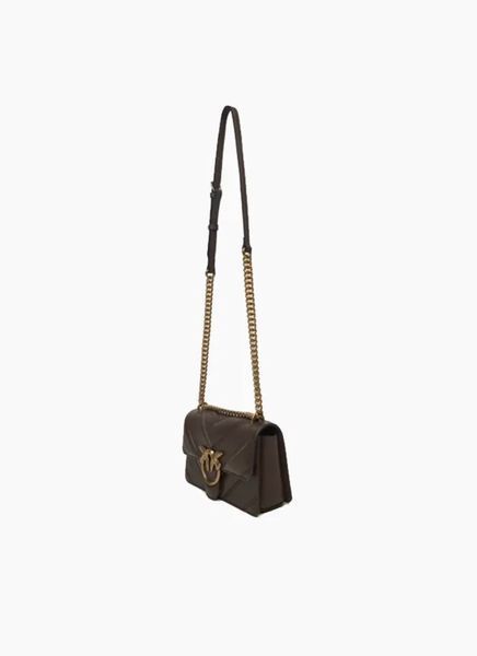 Сумка Pinko Love bag mini chevron-quilted через плече з бронзовою фурнітурою коричневий шкіра 11x5х19 см 104550A2OSL74Q 104550A2OSL74Q фото