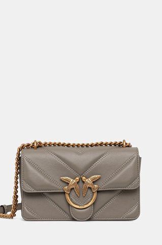 Сумка Pinko Love bag mini chevron-quilted через плече з бронзовою фурнітурою сірий шкіра 11x5х19 см 104550A2OSI68Q 104550A2OSI68Q фото