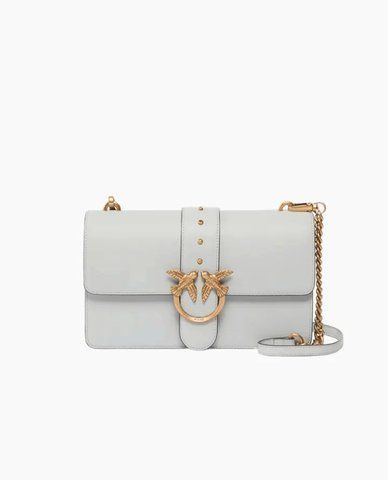 Сумка Pinko Love One Classic st. Cl Vitello Seta через плече з бронзовою фурнітурою в гладкій шкірі сіро-блакитний 15x7х27 см 105857A0F1K32Q 105857A0F1K32Q фото