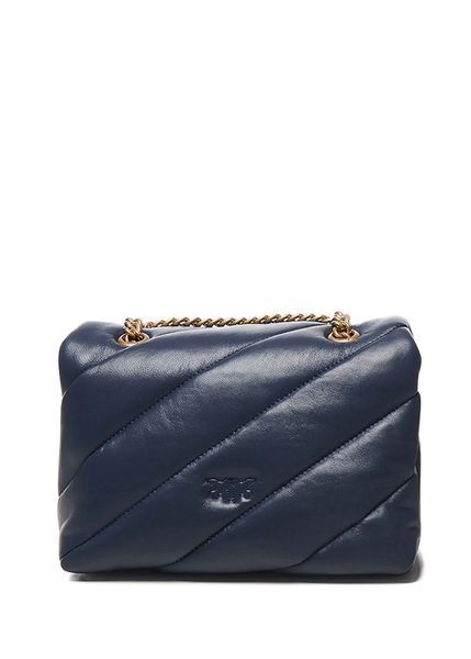Сумка Pinko Mini Love bag Puff Maxi Quilt через плече з бронзовою фурнітурою в синій стьобаній шкірі 21x9х17 см 100039A0F2G08Q 100039A0F2G08Q фото