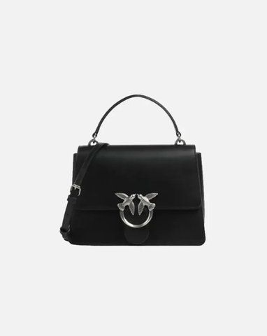 Сумка Pinko Mini Love Bag One Top Handle через плече зі срібною фурнітурою у гладкій шкірі чорна 15x9х20 см 100071A0F1Z99O 100071A0F1Z99O фото