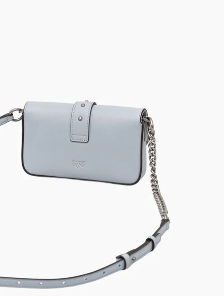 Сумка Pinko Love One Slouchy Baby Vitello Morbido через плече зі срібною фурнітурою зі шкіри блакитного кольору 10&times;3&times;18 см, 105353A0QOE37O 105353A0QOE37O фото