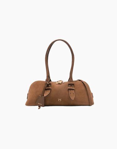 Сумка Pinko Bowling Horizontal Big Suede + Vitello Sb через плече замша карамель 24x11х38 см 106169A2JHL17Q 106169A2JHL17Q фото