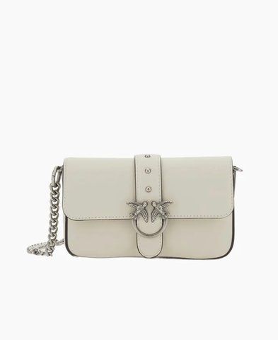 Сумка Pinko Love One Slouchy Baby Vitello Morbido через плече зі срібною фурнітурою в шкірі білий 10x3х18 см 105353A0QOZ14O 105353A0QOZ14O фото