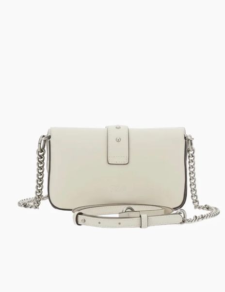 Сумка Pinko Love One Slouchy Baby Vitello Morbido через плече зі срібною фурнітурою в шкірі білий 10x3х18 см 105353A0QOZ14O 105353A0QOZ14O фото