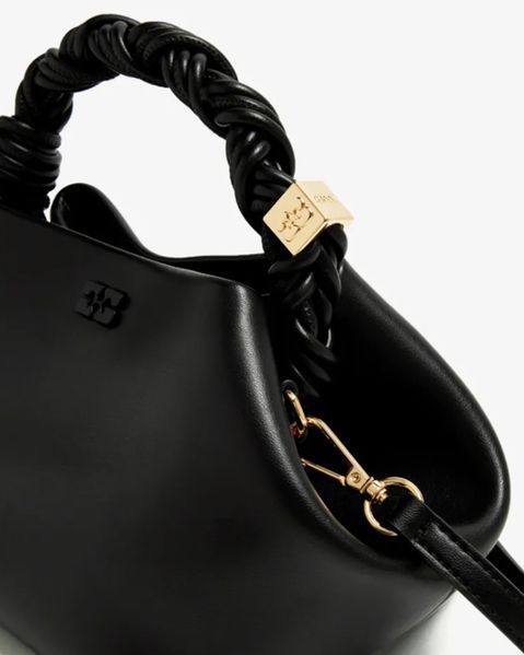 Сумка Ganni Bou Bag small тоут чорний шкіра розмір 28х14х17 см  718-01 фото