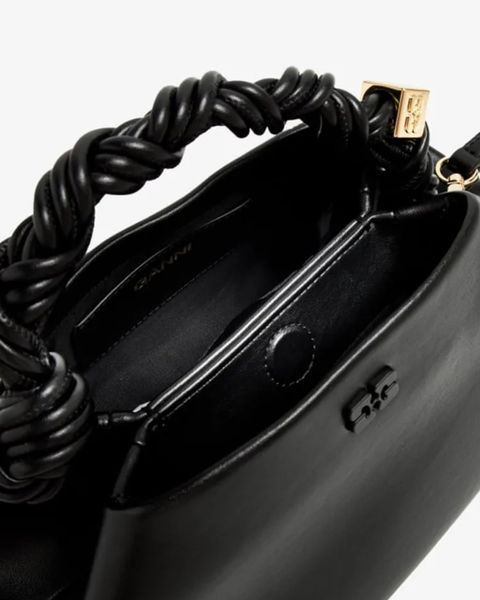 Сумка Ganni Bou Bag small тоут чорний шкіра розмір 28х14х17 см  718-01 фото
