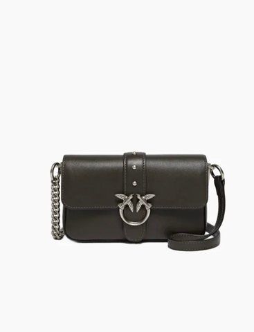 Сумка Pinko Love One Slouchy Baby Vitello Morbido через плече зі срібною фурнітурою у шкірі шоколад 10x3х18 см 105353A0QOK35O 105353A0QOK35O фото
